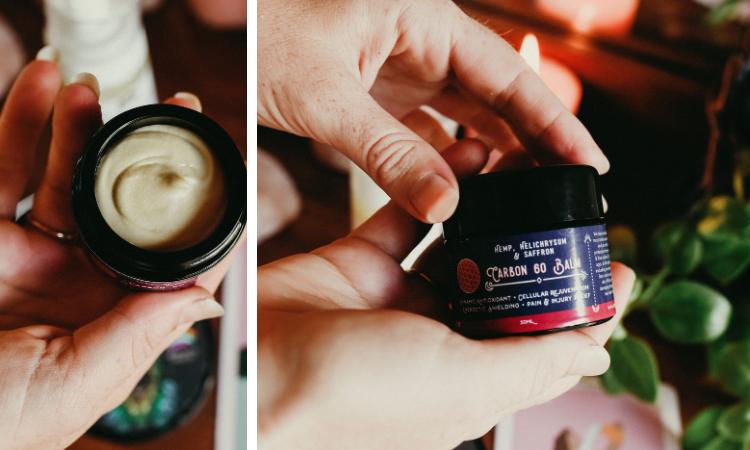 lady using carbon 60 balm